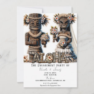 Invitation Hawaïen Polynésien Tiki Mariée Marié Fiançailles