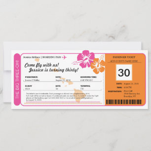 Invitation Hawaii Birthday Boarding Pass