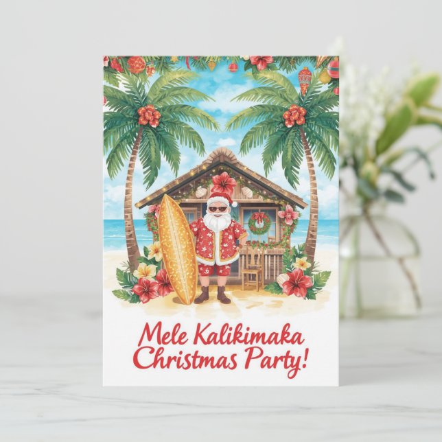 Invitation Hawaii christmas  party Hawaii “Mele Kalikimaka!”  (Debout devant)