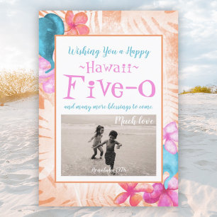 Invitation Hawaii Cinq-0 50e Anniversaire, Corail, Rose, Aqua
