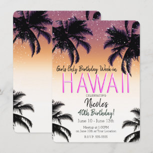 Invitation Hawaii île hawaïenne fête d'anniversaire des fille