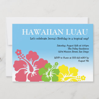 Invitation Hawaii Luau hibiscus fleurs île tropicale