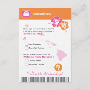 Invitation Hawaii Wedding RSVP Confirmation Embarquement Pass