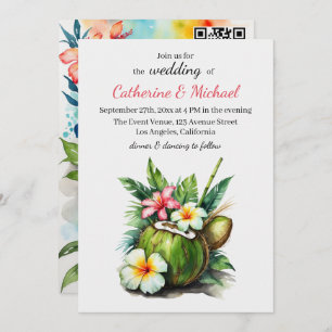 Invitation Hawaiian Beach vacances été Hibiscus Mariage
