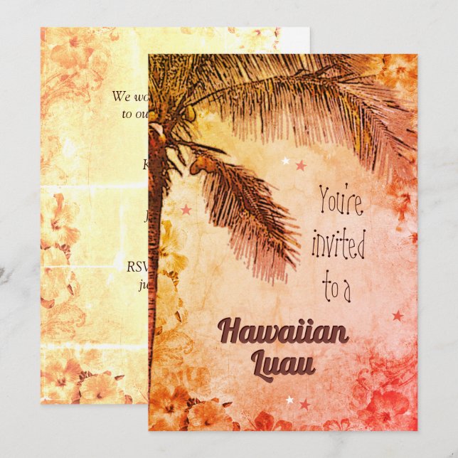 Invitation Hawaiian Luau (Devant / Derrière)