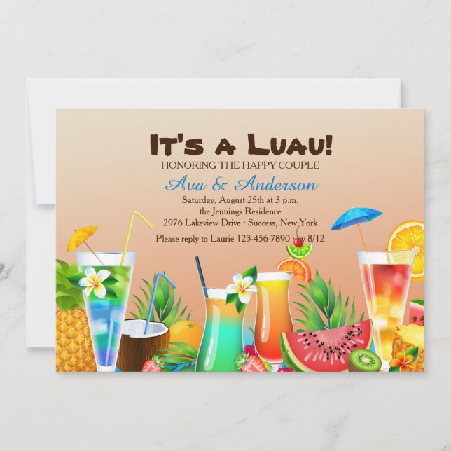 Invitation Hawaiian Luau (Devant)
