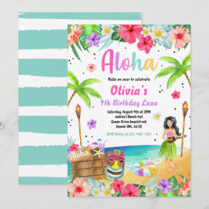 Invitation Hawaiian Luau Anniversaire Fête Tropicale Annivers