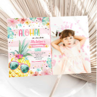 Hawaiian Luau Pineapple Tropical Girl Anniversaire