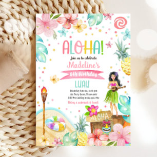 Invitation Hawaiian Luau Tropical Pool Beach Party Anniversai