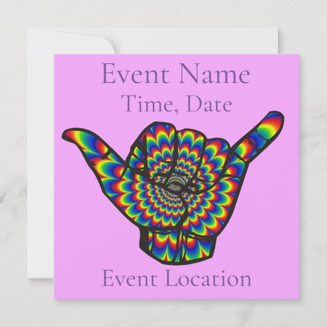 Invitation Hawaiian Shaka Psychedelic Thunder_Cove (Devant)