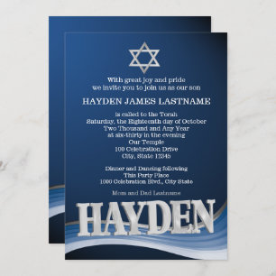 Invitation Hayden Steel Wave Name Bar Mitzvah