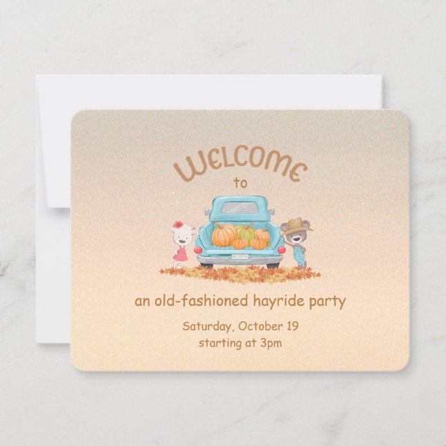 Invitation Hayride personnalisé Automne Bienvenue Ours Citrou (Devant)