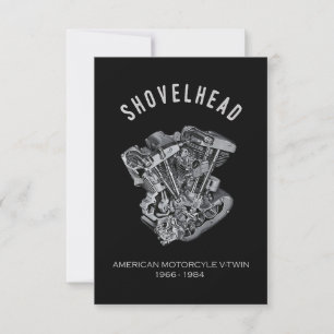 Invitation HD Motorcycle Vtwin Shovelhead Engine Drawing Bike