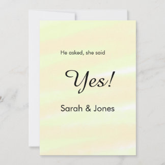 Invitation He asked she said yes engagement yellow pastel