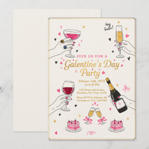 Invitation Hé Bébé Fête de la Saint-Valentin entre Filles Gât