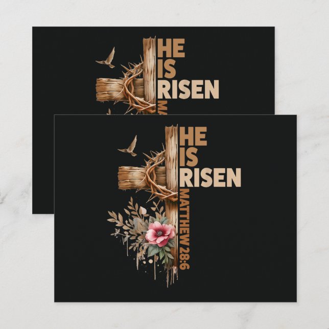 Invitation He is Risen Jesus Christian Religious Easter (Devant / Derrière)