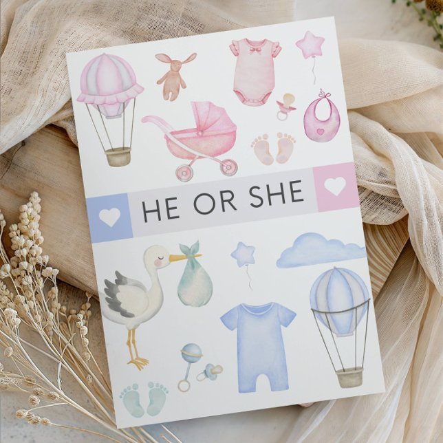Invitation He or She Gender Reveal Party - He or She Shower  (Créateur téléchargé)