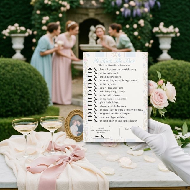 Invitation He Said, She Said Bridal shower Floral Game (He Said, She Said Bridal shower Floral Game)