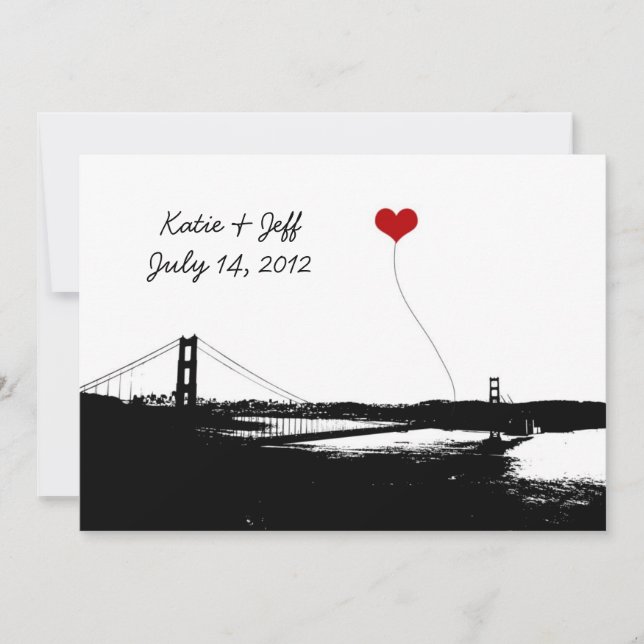 Invitation Heart in San Francisco Golden Gate Bridge (Devant)