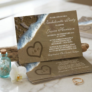Invitation Heart In The Sand Beach Bachelorette Party