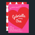 Invitation Heart Kids 1er Birthday Party Pink and Red<br><div class="desc">Ces adorables invitations aux fêtes d'anniversaire aux coeurs rouges et roses sont parfaites pour une Saint-Valentin ou une fête d'anniversaire ! Customisez le texte pour en faire les vôtres. L'aspect et la sensation modernes sont parfaits pour célébrer votre petit qui aime les coeurs lors de son anniversaire !</div>