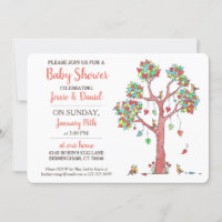 Heart Tree and Birds Rassembler Baby shower amusan