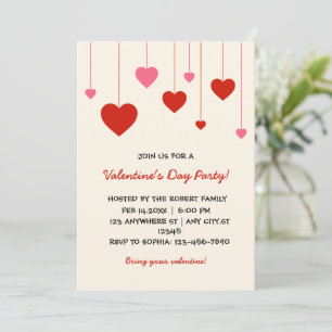 Invitation Heart Valentine Rouge rose Saint Valentin