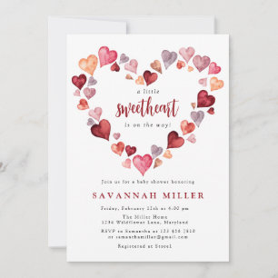 Invitation Heart Wreath Petit Baby shower amoureux