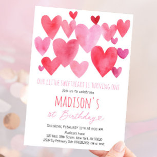 Invitation Hearts Little Sweetheart First Birthday