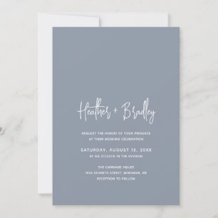 Invitation Heather Elegant Dusty Blue Minimal Mariage moderne