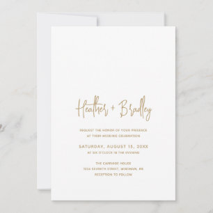 Invitation Heather Elegant Gold Minimal Mariage moderne