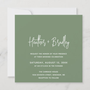 Invitation Heather Elegant Sage Green Minimal Mariage moderne