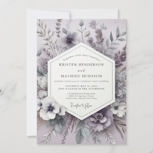 Invitation Heather Serene Meadow Wedding (Devant)