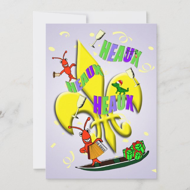 Invitation Heaux, Heaux, Heaux, fête de Noël des Heaux Cajun (Devant)