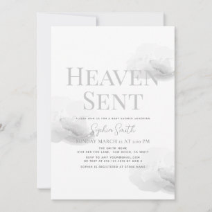 Invitation Heaven a envoyé Baby shower gris-nuage neutre pour