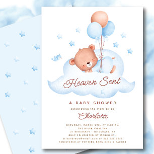 Invitation Heaven envoyé Baby shower d'ours