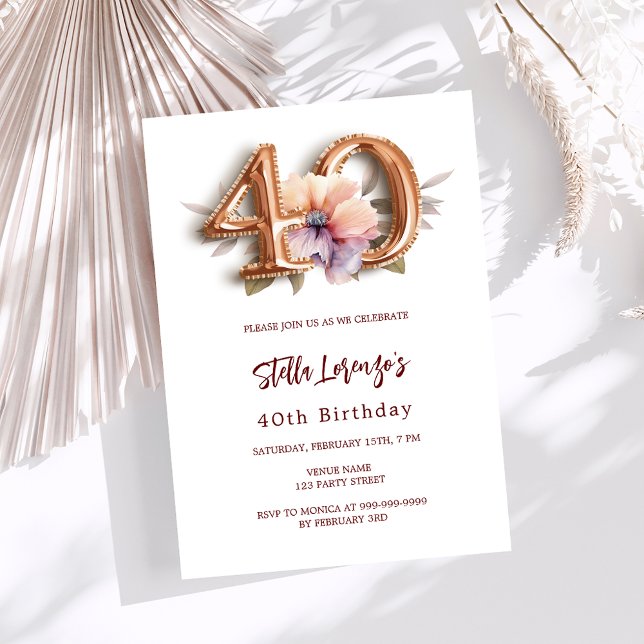 Invitation Hébergement de pêche à l'or blanc 40e anniversaire (Créateur téléchargé)