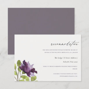 INVITATION HÉBERGEMENT FLORAL À L'AQUARELLE BLEU OR ÉLÉGANT