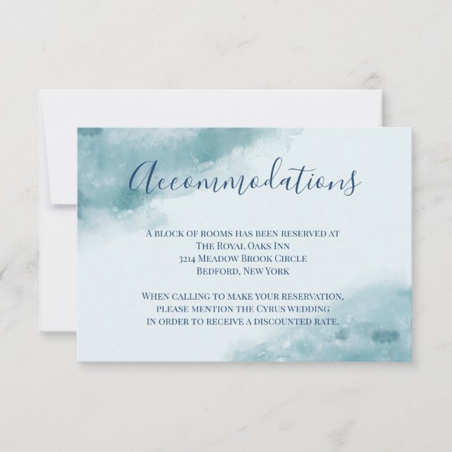 Invitation Hébergements Aquarelle givrés Bleu Glaçon (Devant)
