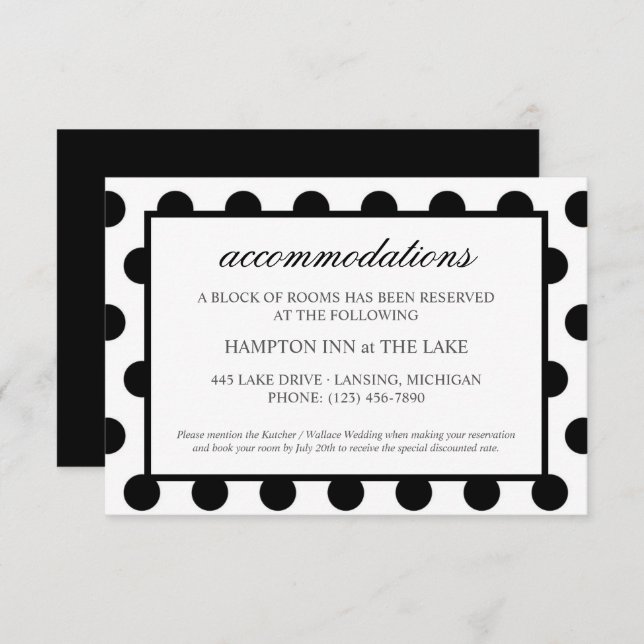 Invitation Hébergements Mariages| Boîtier noir classique (Devant / Derrière)