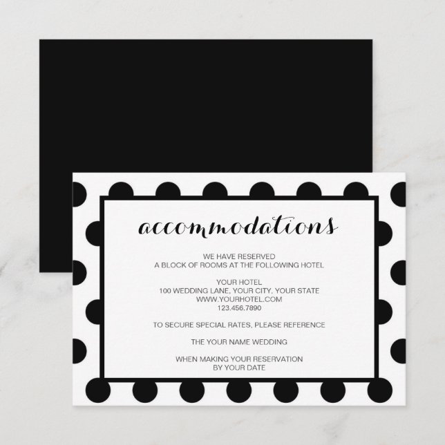 Invitation Hébergements Mariages| Boîtier noir classique (Devant / Derrière)