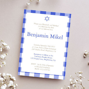 Invitation Hébreu Brit Milah Baby Boy Jewish Blue