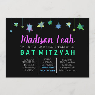 Invitation HÉBREUE ACCROCHANTE de Mitzvah de barre