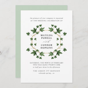 Invitation Hedera   Green Ivy Botanical Mariage géométrique