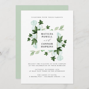 Invitation Hedera Green Ivy Eucalyptus Mariage botanique