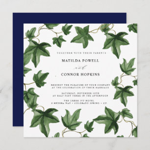 Invitation Hedera Green Ivy Feuille Marine Mariage botaniqu