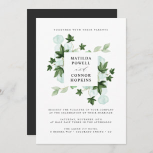 Invitation Hedera   Green Ivy Grey Mariage botanique