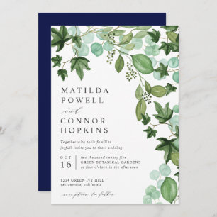 Invitation Hedera   IVY Eucalyptus Mariage botanique moderne