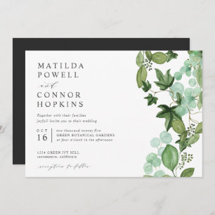Invitation Hedera IVY Grey Garden moderne Mariage botanique