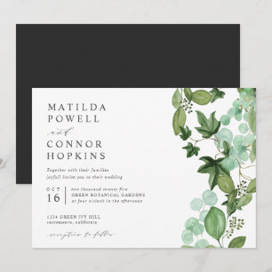 Invitation Hedera   Moderne Mariage Botanique de Jardin Gris 